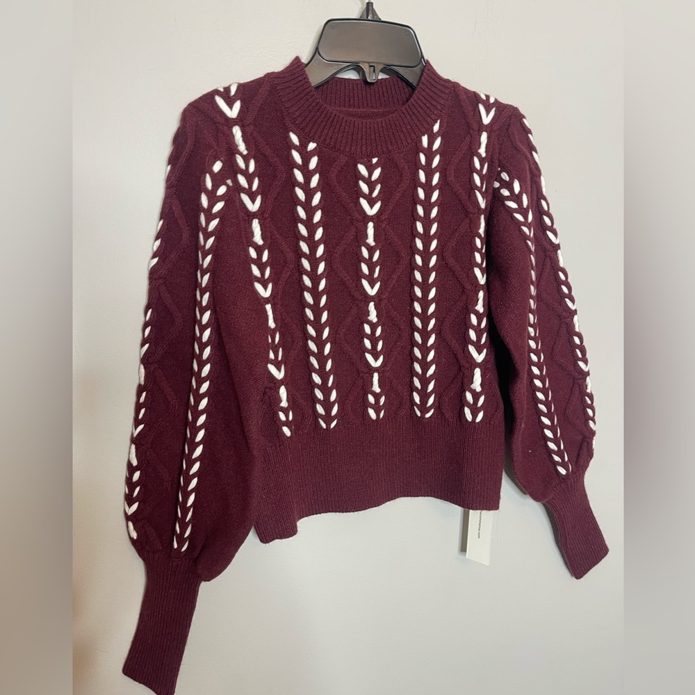 Commense Contrast Binding Cinched Sweater New NWT - image 3